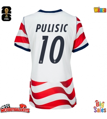 United States Christian Pulisic #10 Replica Home Stadium Shirt for Women World Cup 2026 Short Sleeve